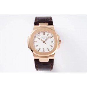 PPF 파텍필립 노틸러스 57111R 18K 로즈골드 도금 화이트다이얼 가죽스트랩