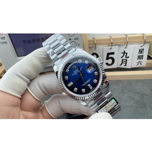 QF/ 롤렉스 데이데이트 36mm 블루 바케트