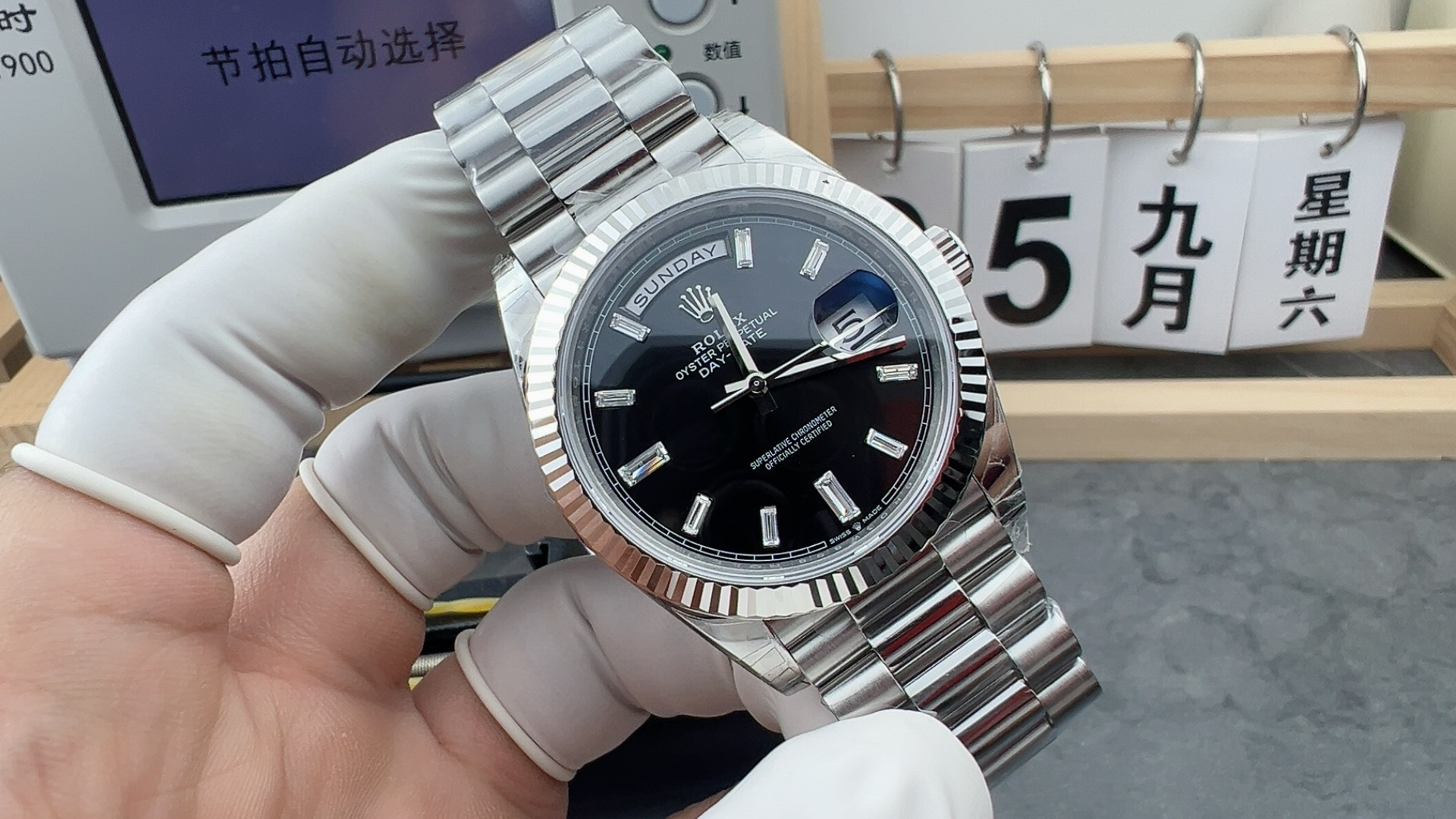 VS/롤렉스 데이데이트 40mm 바케트 인덱스 인덱스 V2